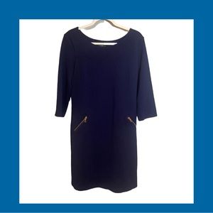 R&K Women`s Navy Blue Herringbone Textured Knit Dress - Size 12. B49